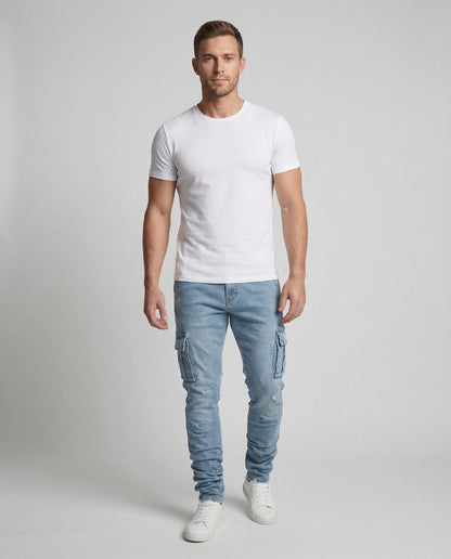 Herren Cargo Jogger Jeans Baumwolle Schwarz - Eveloria
