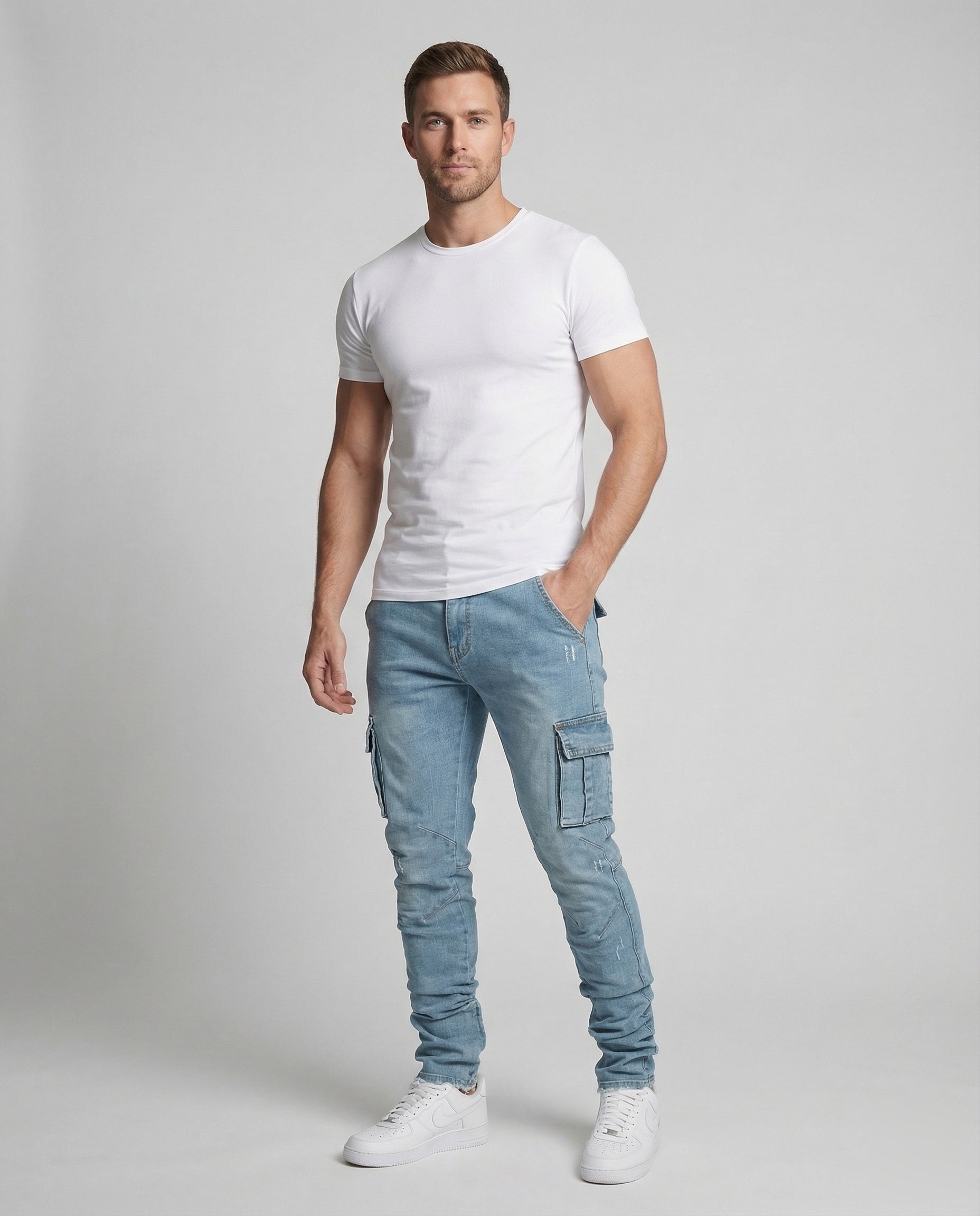 Herren Slim Cargo Jeans - Eveloria