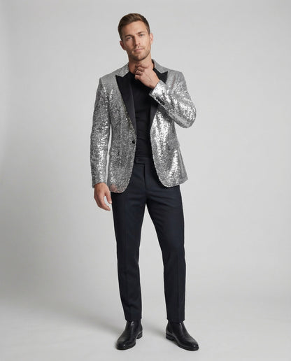 Herren Abendjacket Pailletten Schwarz - Eveloria