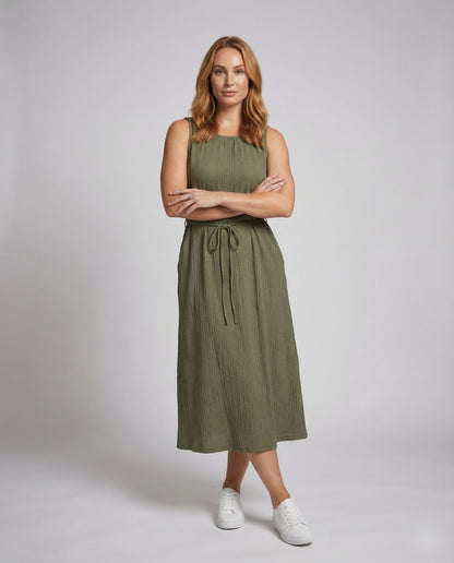 Damen Maxikleid mit Ripp-Gürtel - Eveloria