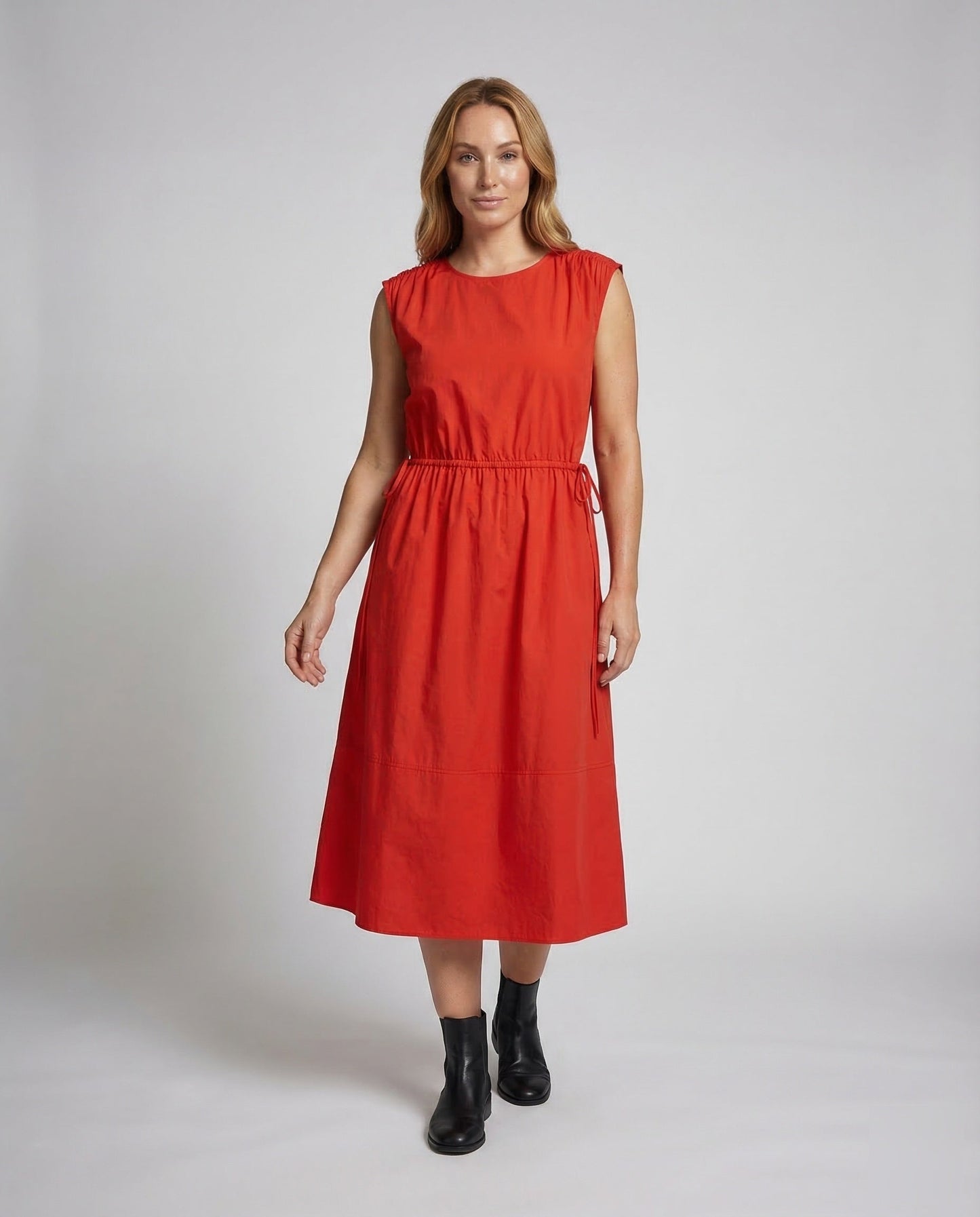 Damen Baumwollkleid Knielang Mit Tunnelzug - Eveloria