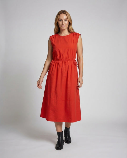 Damen Baumwollkleid Knielang Mit Tunnelzug - Eveloria
