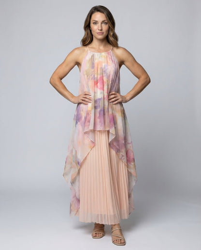 Damen Maxikleid Chiffon Spaghettiträger - Eveloria