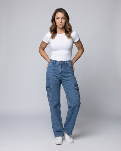 Damen Arbeitshose Gerade Jeans - Eveloria