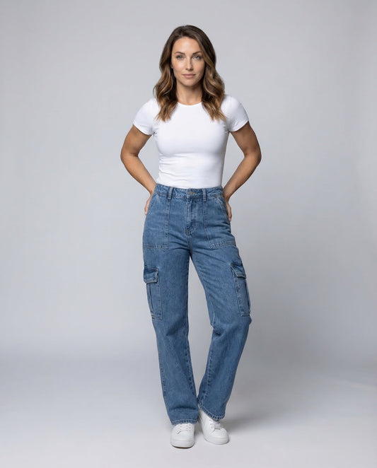 Damen Arbeitshose Gerade Jeans - Eveloria
