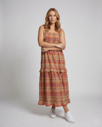 Damen Maxikleid Karomuster Stufenförmig - Eveloria