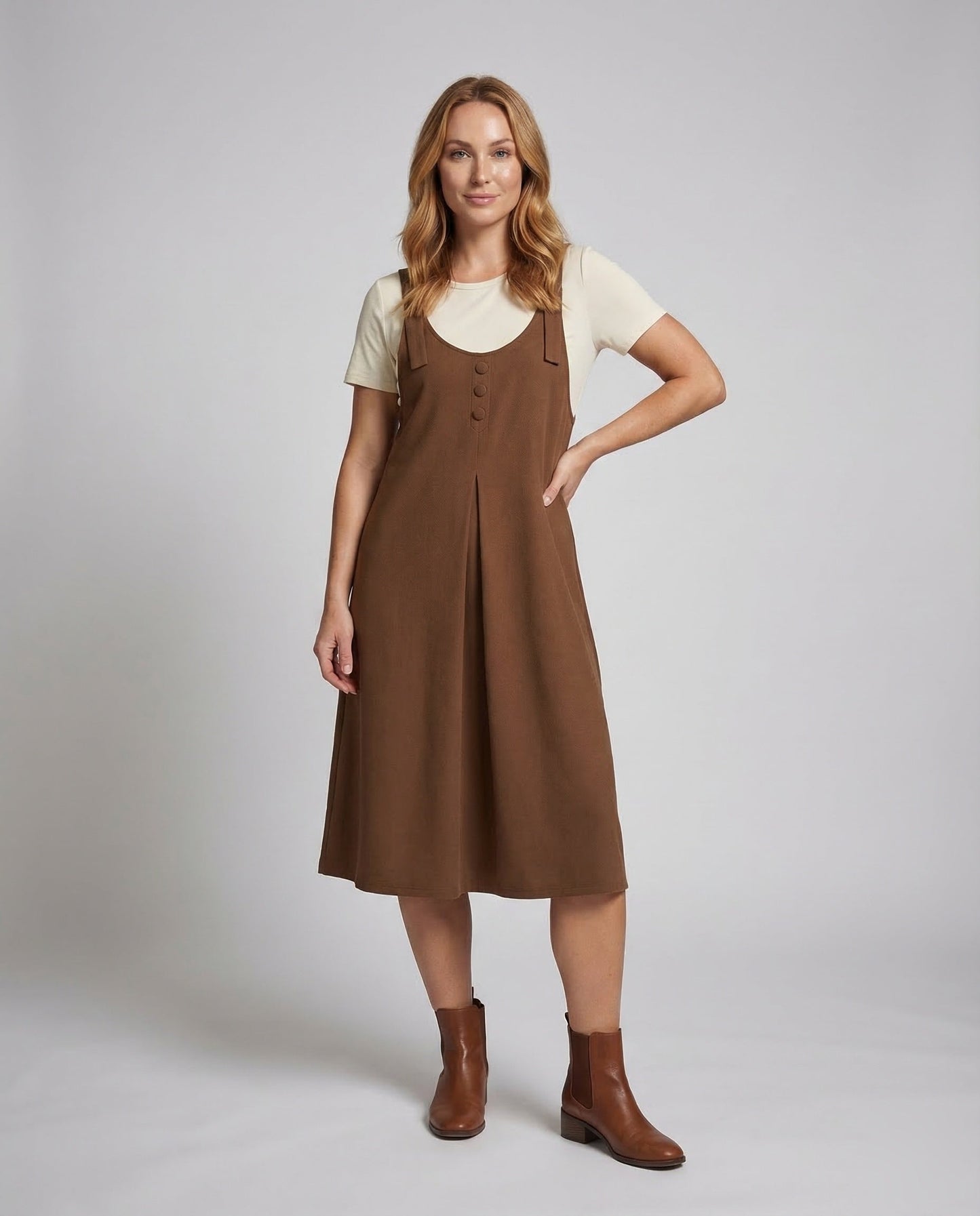 Damen Midi A-Linie Latzkleid - Eveloria