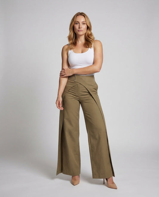 Damen Palazzo-Hose Wickelrock Schwarz - Eveloria