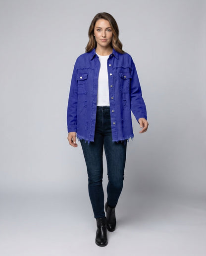 Damen Jeansjacke mit Fransen - Eveloria