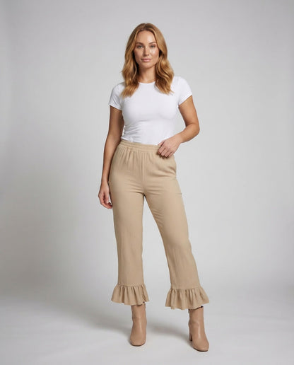 Damen Cropped Loungehose Volant - Eveloria