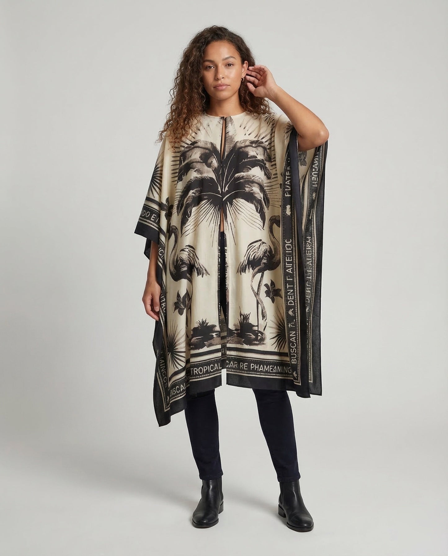 Damen Maxikleid Kaftan mit Druck - Eveloria