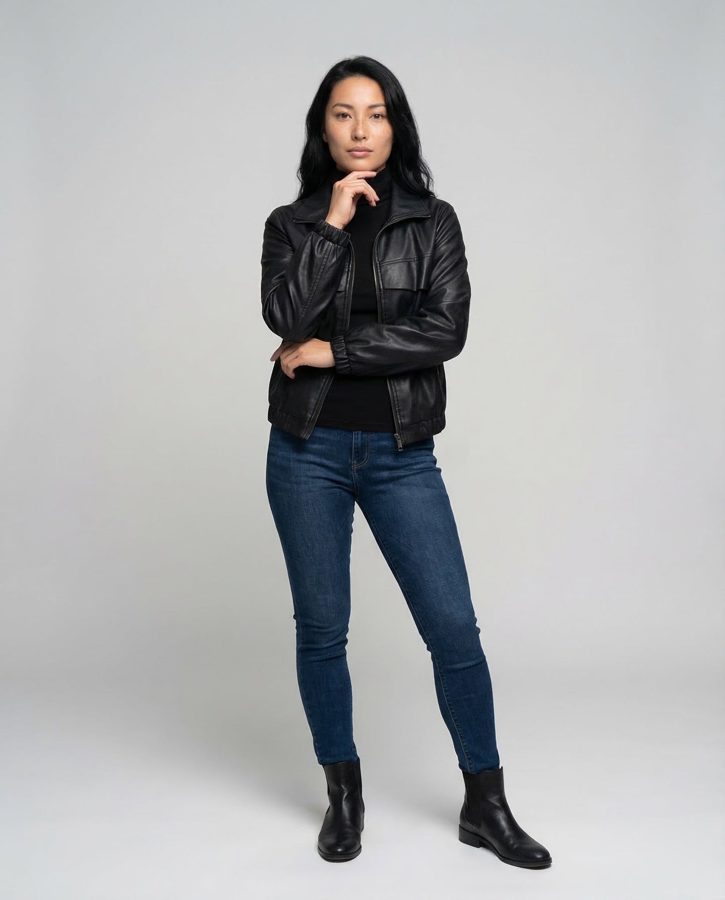Damen Kunstlederjacke Gefüttert - Eveloria