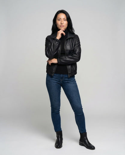 Damen Kunstlederjacke Gefüttert - Eveloria