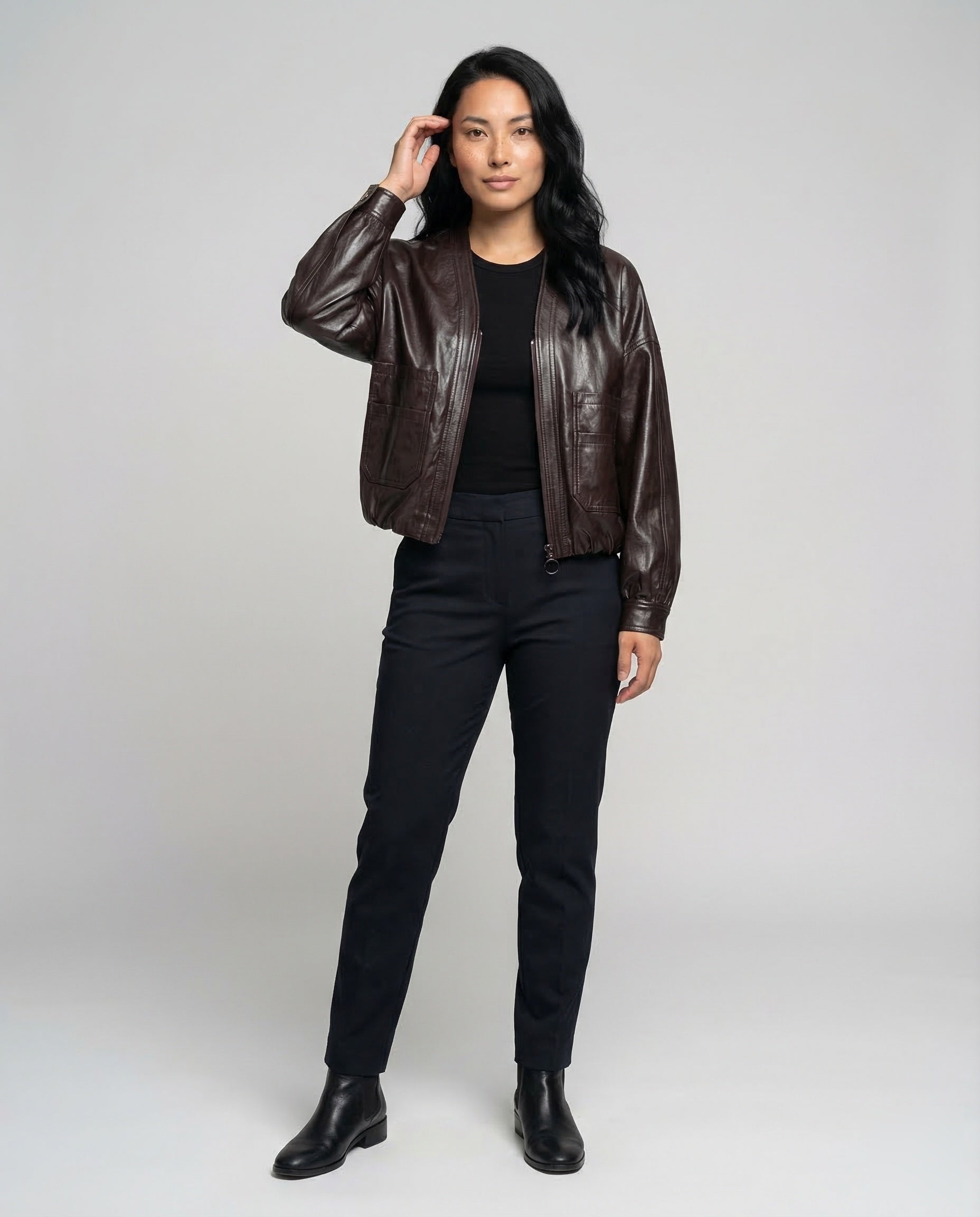 Damen Kunstlederjacke Glänzend - Eveloria