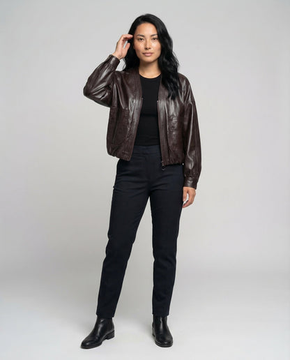 Damen Kunstlederjacke Glänzend - Eveloria