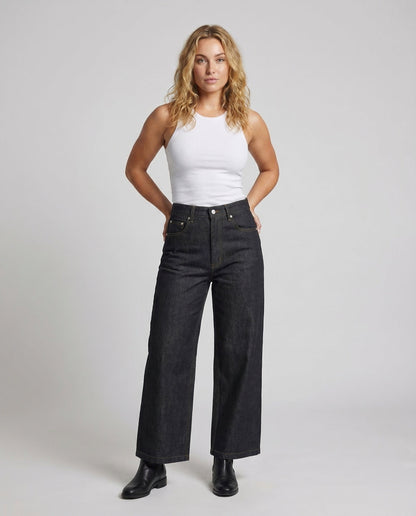 Damen High Waist Jeans Hose Gerade Baumwolle - Eveloria