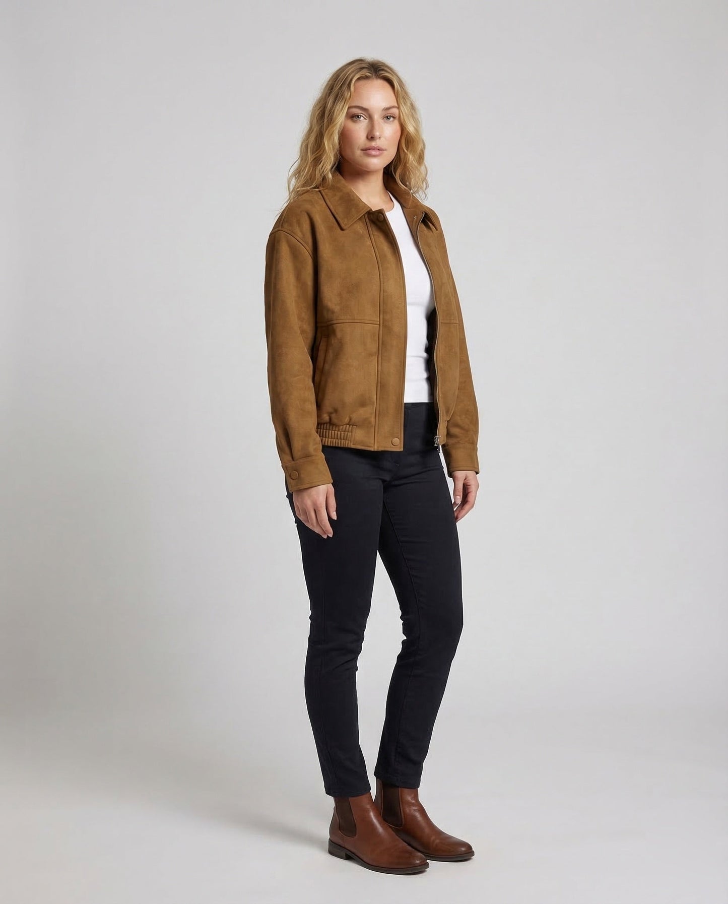 Damen Velourslederjacke Kaschmir - Eveloria