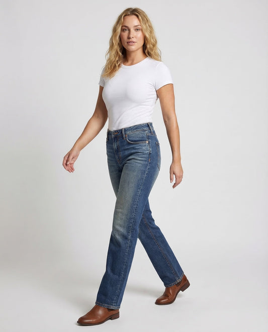 Damen Klassische Gerade Jeans - Eveloria