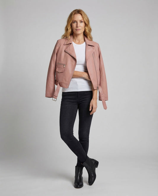 Damen Bikerjacke Veganleder Kurz Schwarz - Eveloria