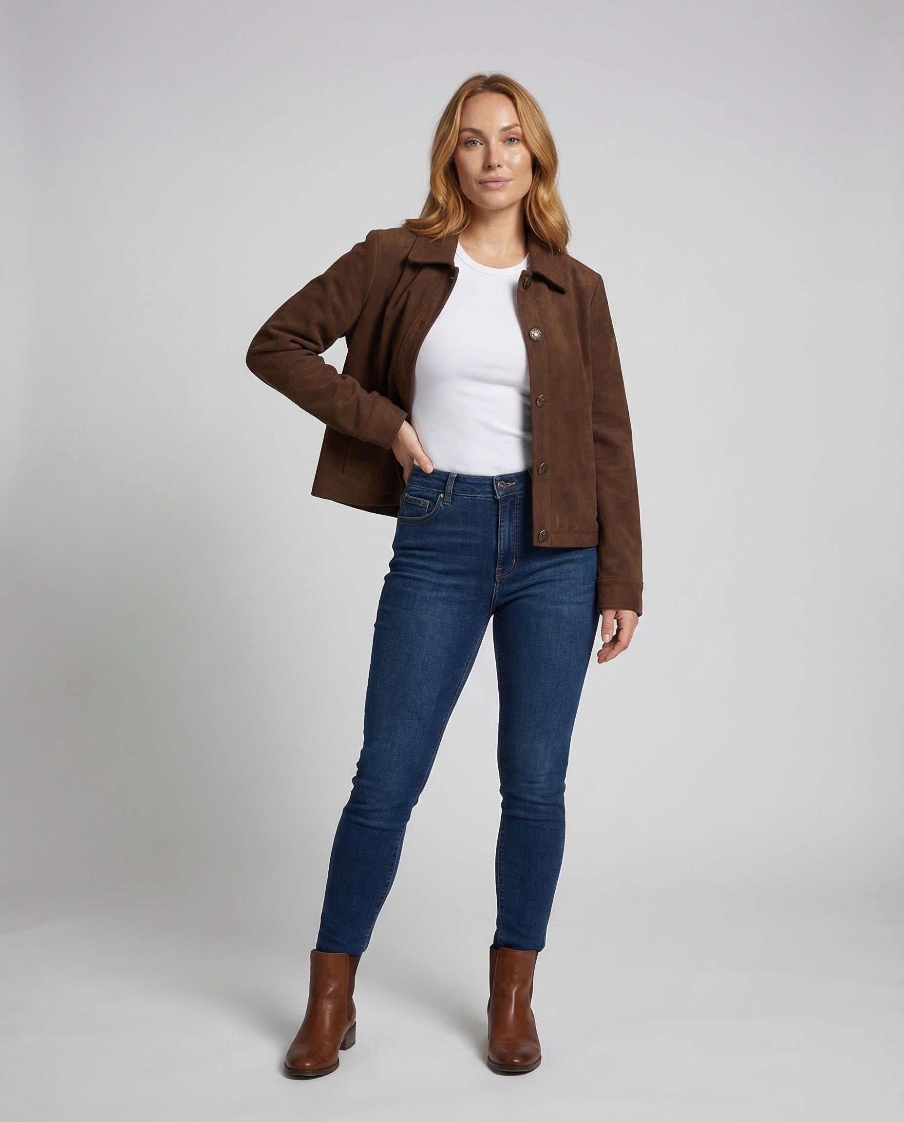 Damen Veloursjacke Kurz Weit - Eveloria