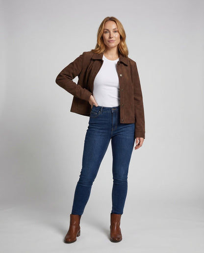 Damen Veloursjacke Kurz Weit - Eveloria