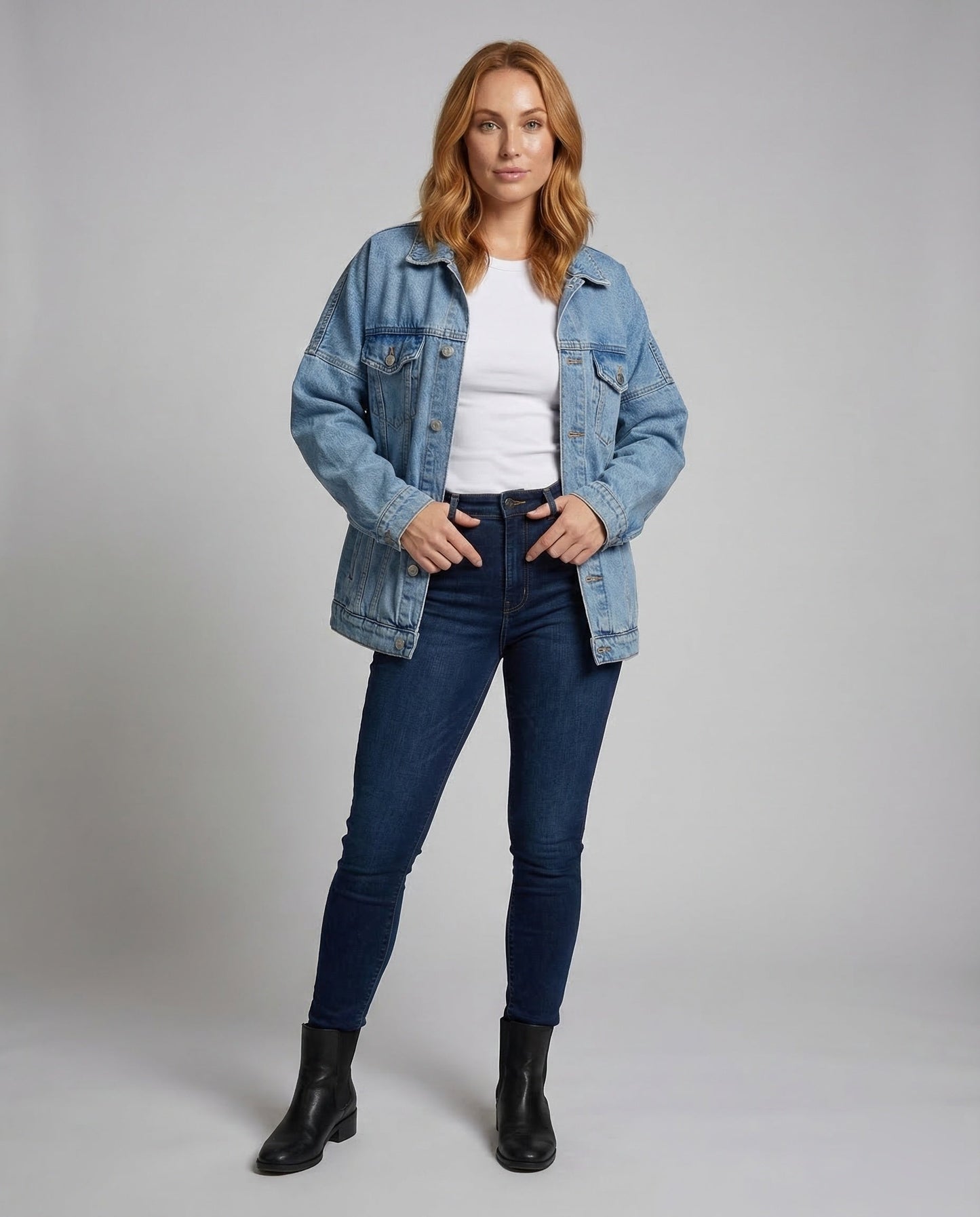Damen Oversize Denimjacke Lang - Eveloria