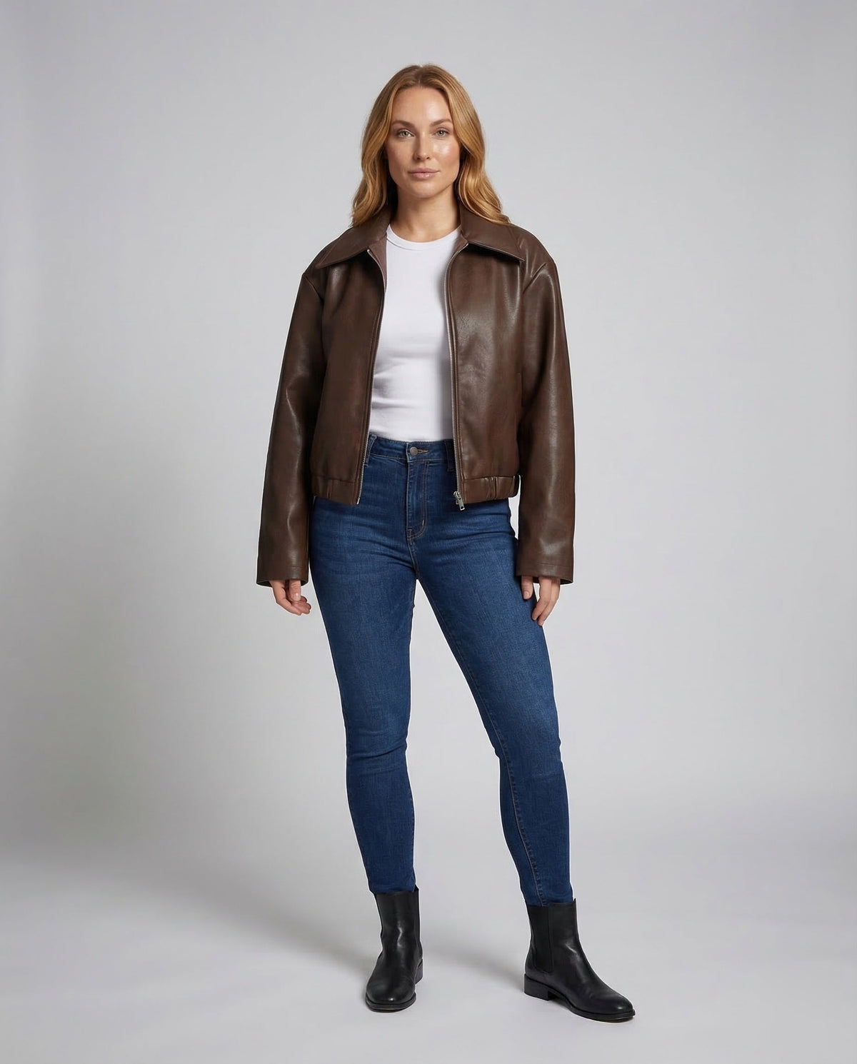 Damen Oversize Kunstlederjacke Schwarz - Eveloria