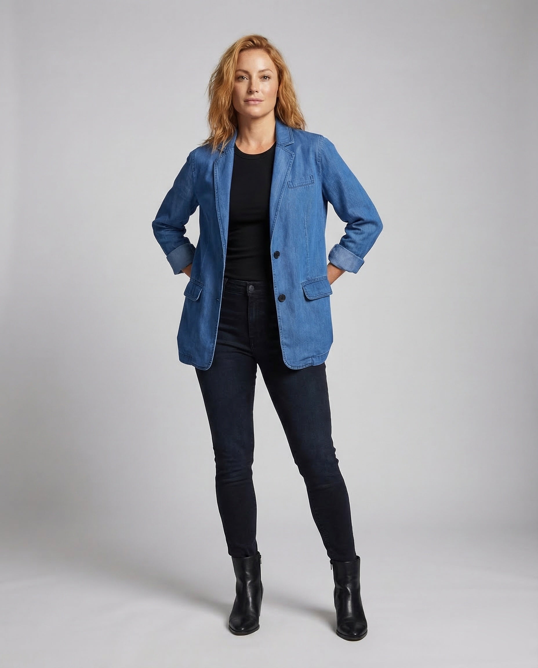 Damen Denim Blazer Casual wird zu: Damen Denimblazer Casual Blau - Eveloria