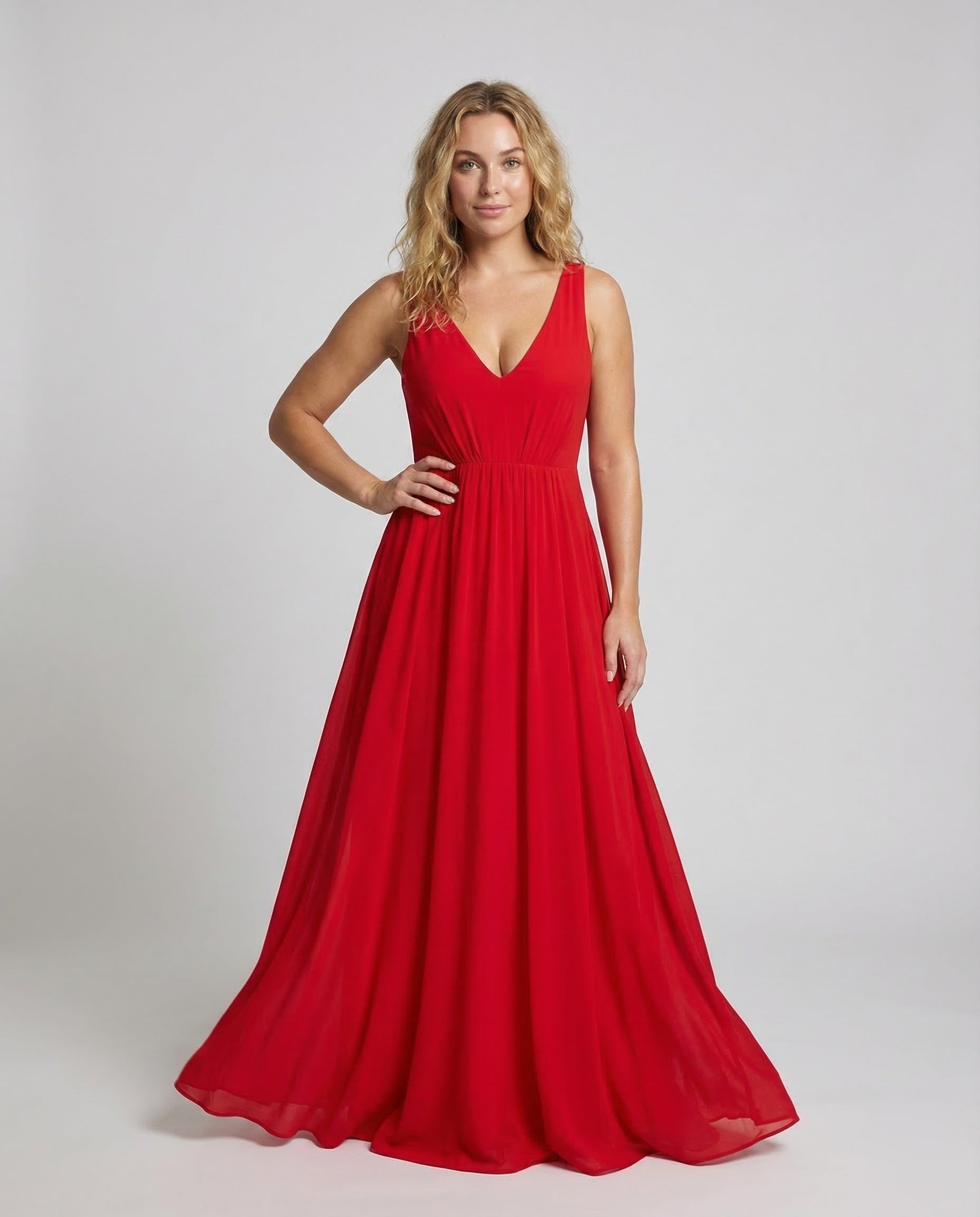 Damen Maxikleid aus Chiffon mit Plissee - Eveloria