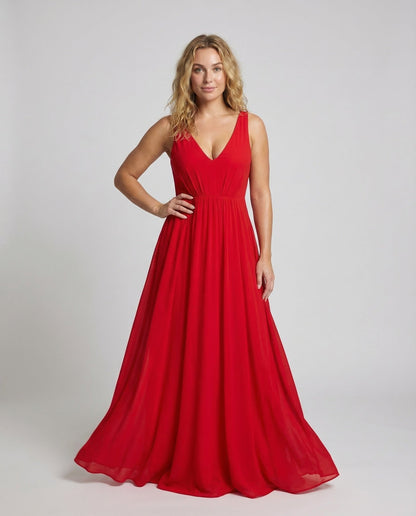 Damen Maxikleid aus Chiffon mit Plissee - Eveloria