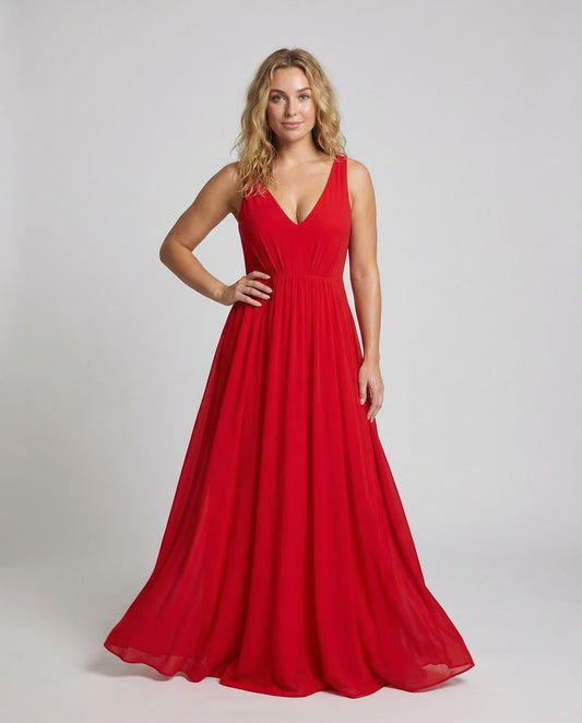 Damen Maxikleid aus Chiffon mit Plissee - Eveloria