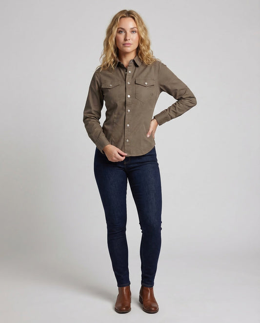 Damen Hemdbluse Tailliert Baumwolle Weiß - Eveloria