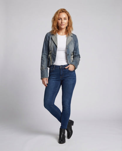 Damen Taillierten Jeansblazer - Eveloria