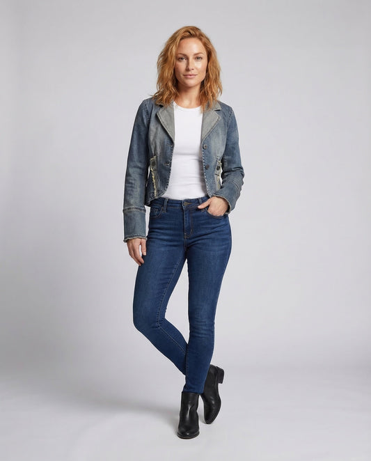 Damen Taillierten Jeansblazer - Eveloria