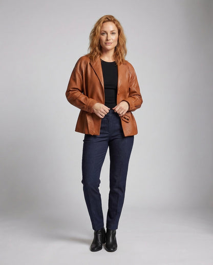 Damen Blazer Gürtel Kunstleder - Eveloria