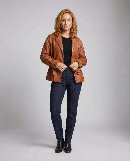 Damen Blazer Gürtel Kunstleder - Eveloria
