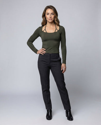 Damen Langarmshirt mit Schlitz - Eveloria