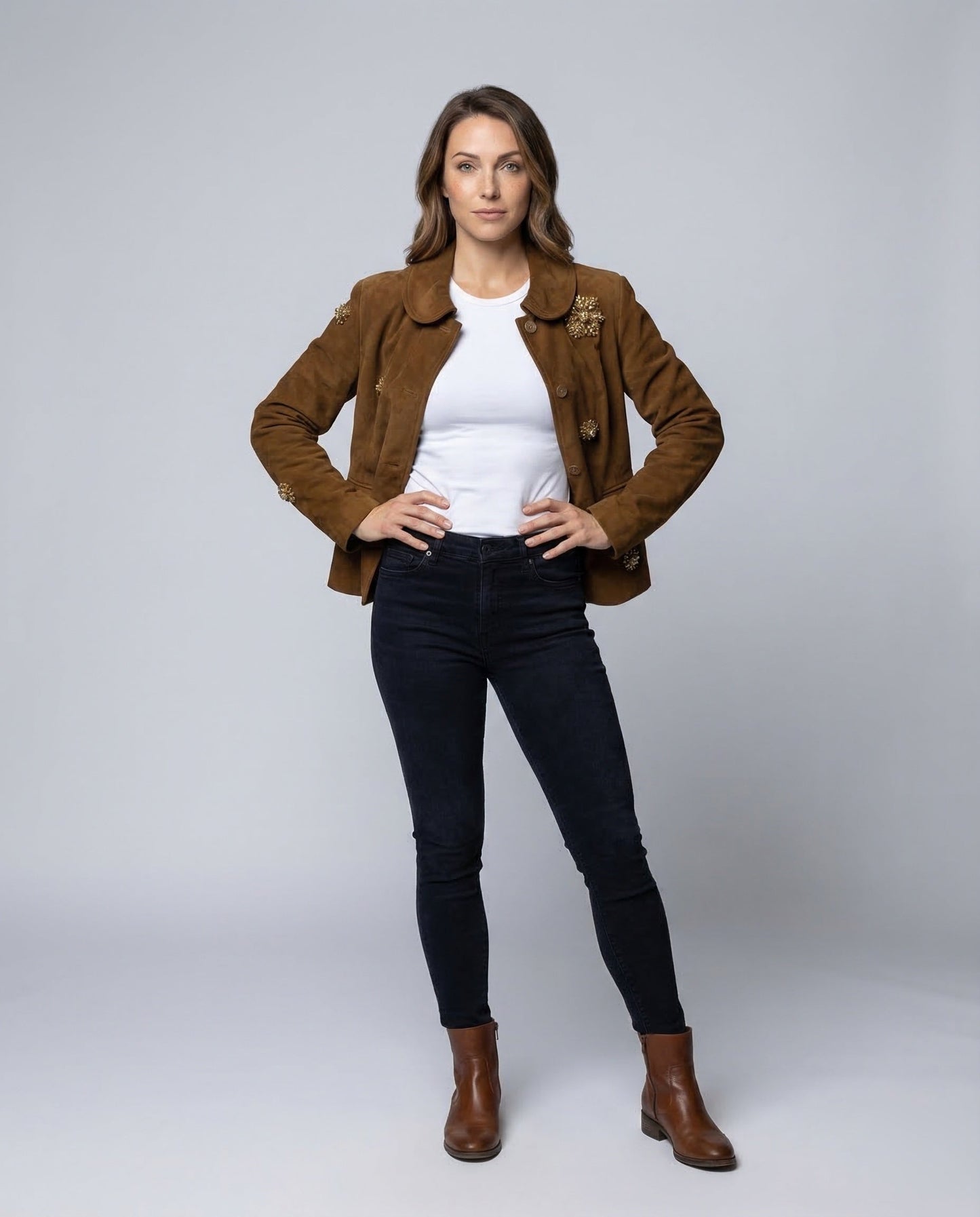 Damen Veloursjacke mit Strasssteinen Schwarz - Eveloria
