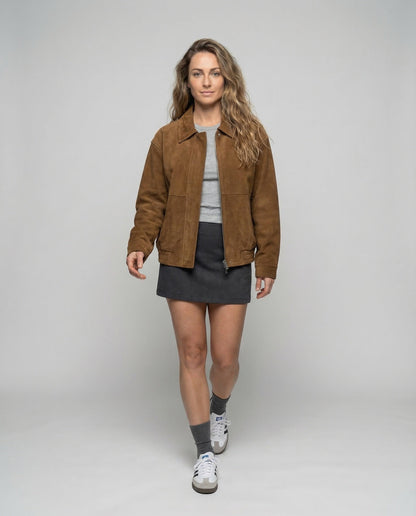 Damen Wildlederjacke Weit - Eveloria