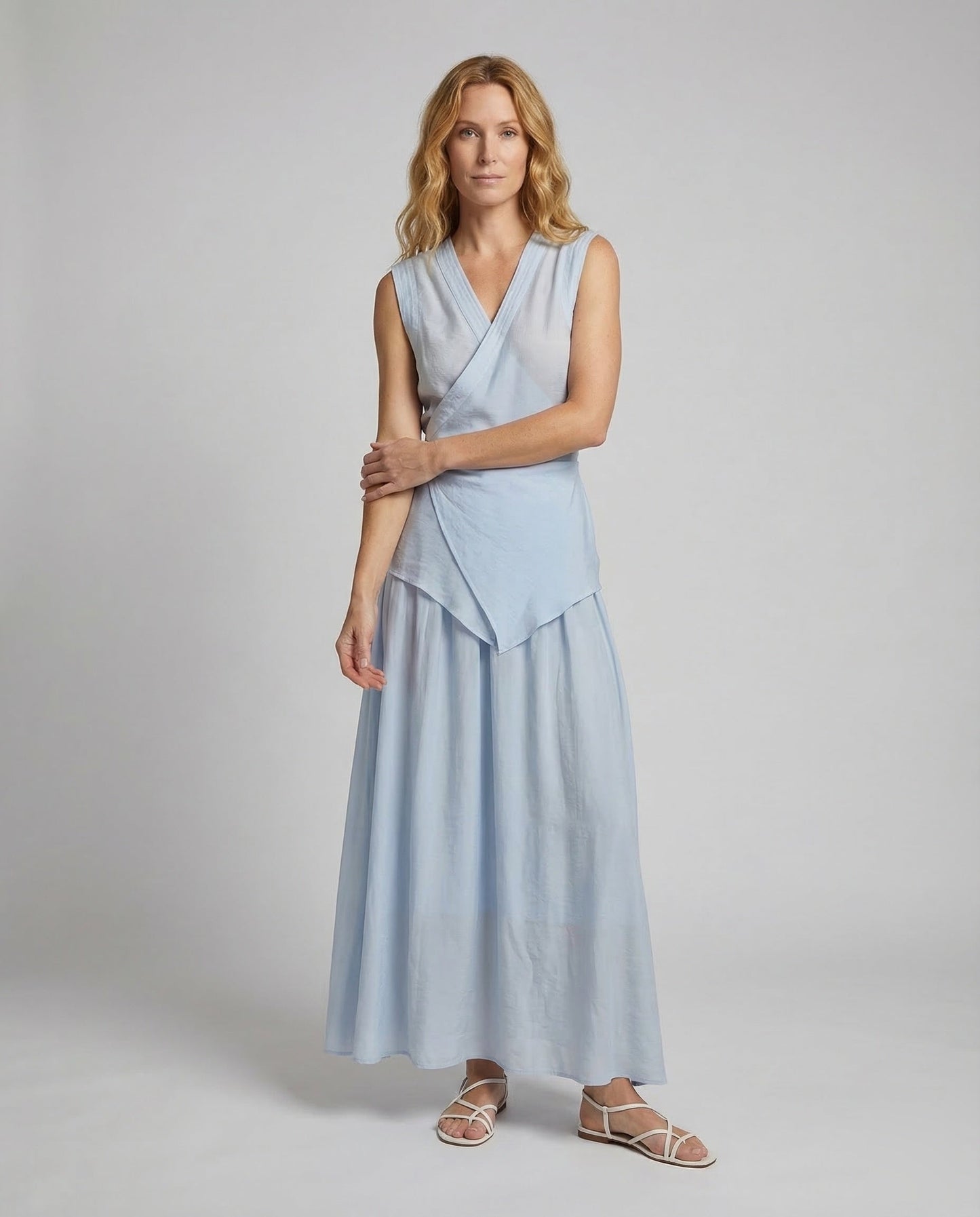 Damen Maxi Wickelkleid Asymmetrisch - Eveloria