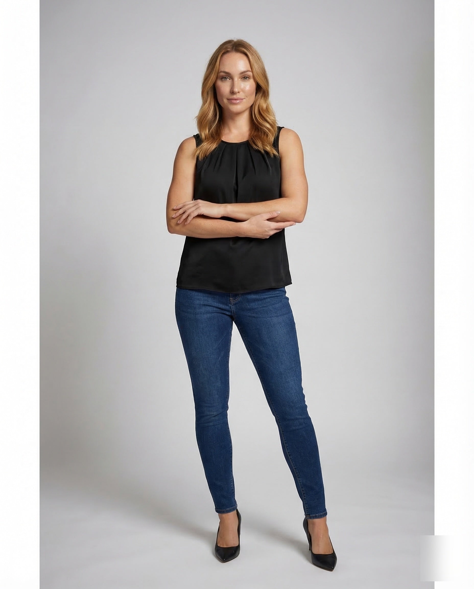 Damen Ärmellose Satinbluse - Eveloria