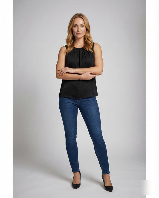 Damen Ärmellose Satinbluse - Eveloria