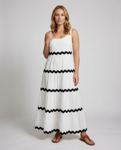 Damen Ärmelloses Maxikleid mit Print - Eveloria