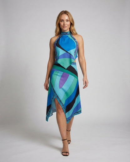 Damen Wickelkleid Asymmetrisch Chiffon - Eveloria