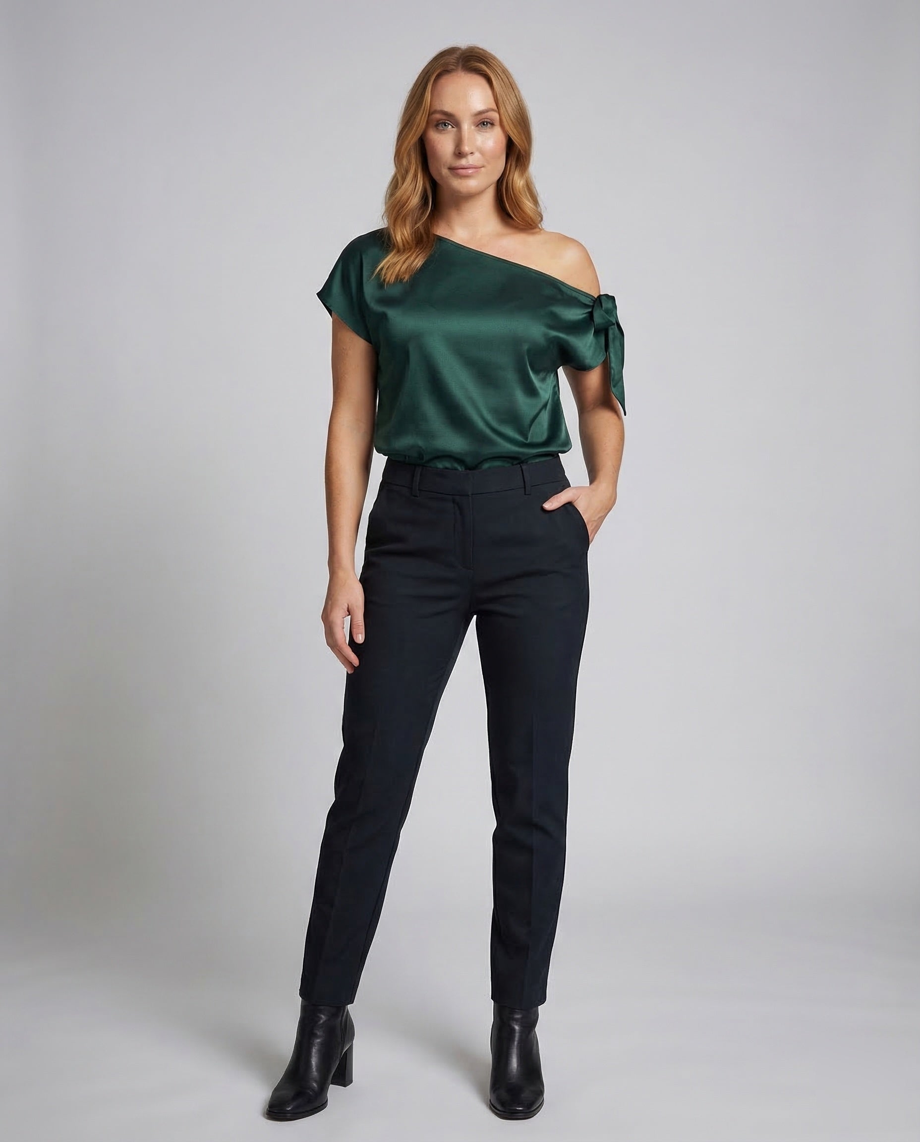 Damen Satin-Oberteil Asymmetrisch - Eveloria