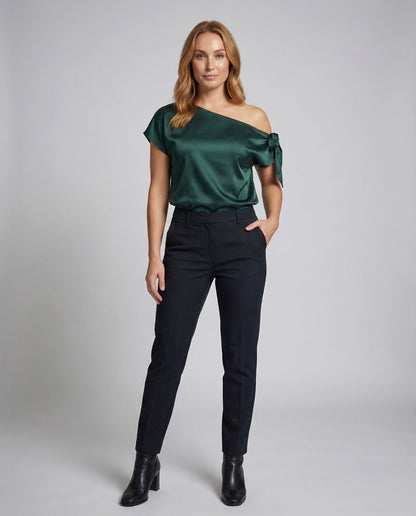 Damen Satin-Oberteil Asymmetrisch - Eveloria