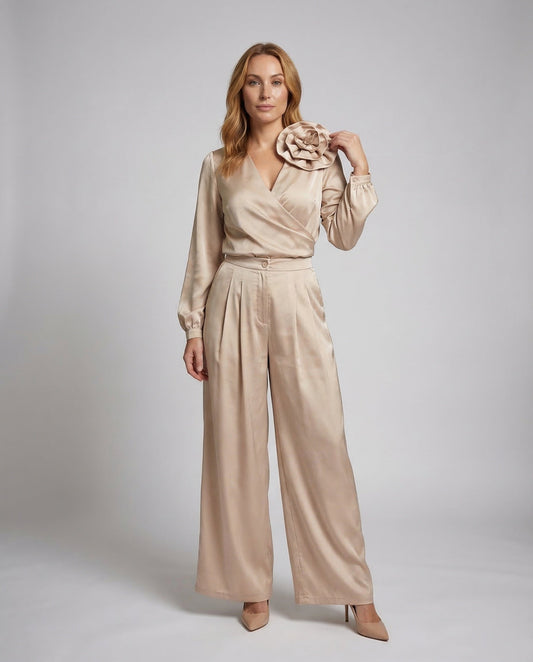 Damen Satin Zweiteiler Elegant wird zu: Damen Satin Zweiteiler - Eveloria