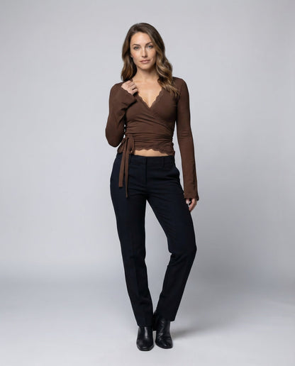 Damen Wickeltop Spitze - Eveloria