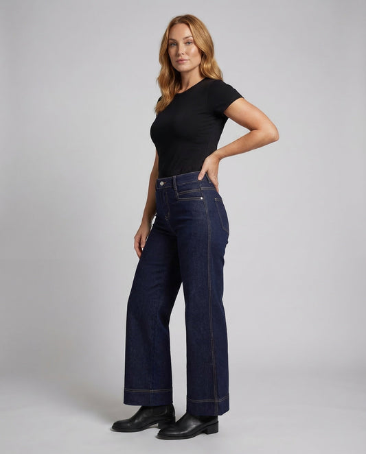 Damen High Waist Jeans Culotte - Eveloria