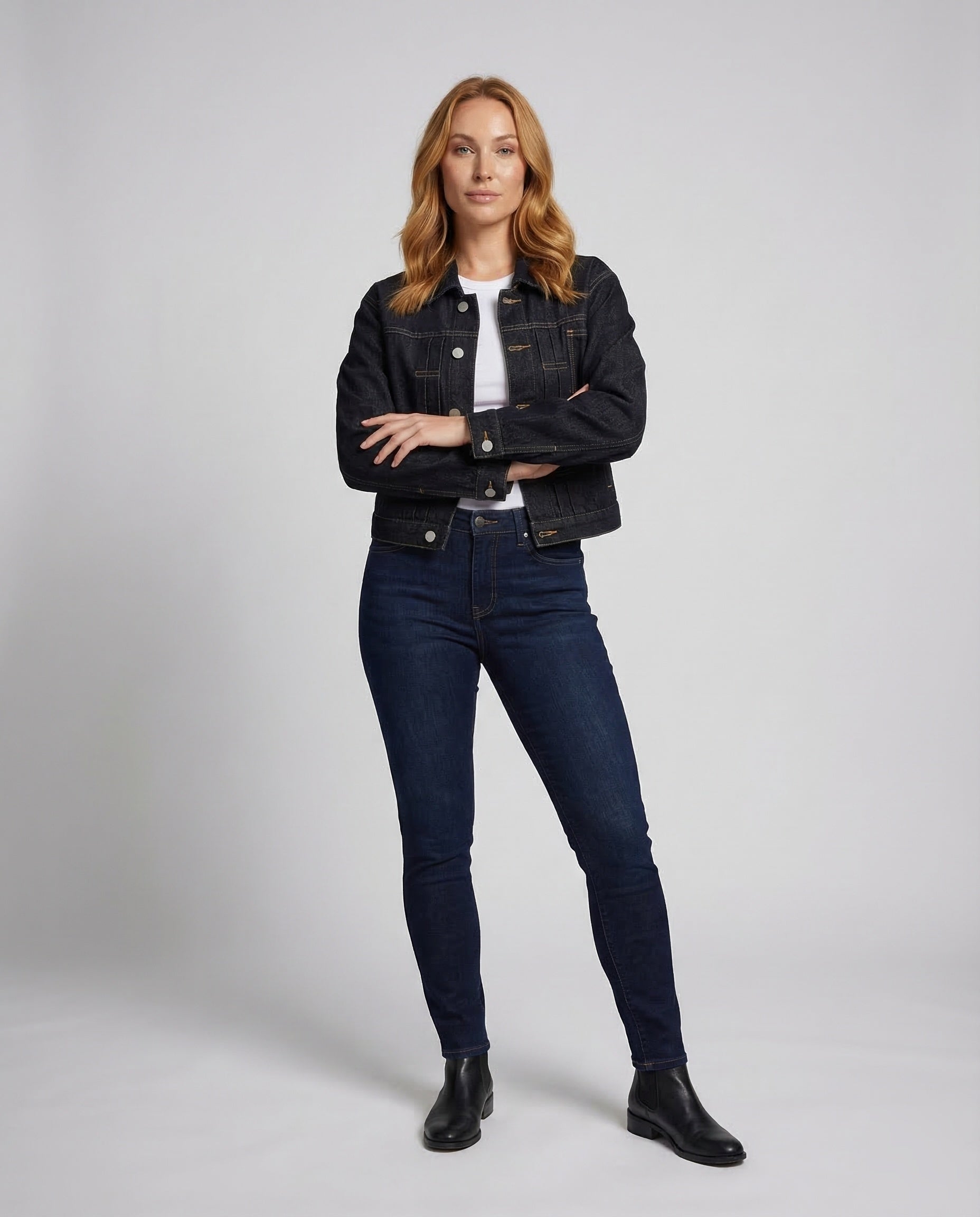 Damen Cropped Jeansjacke Ballonärmel - Eveloria